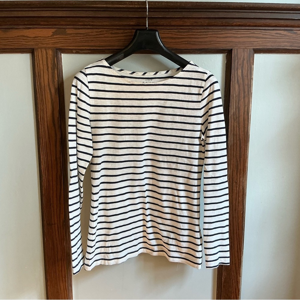 J. Crew Navy and White Striped Breton-Like Tee